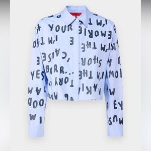 Max & Co All Over Text Cropped Button Down